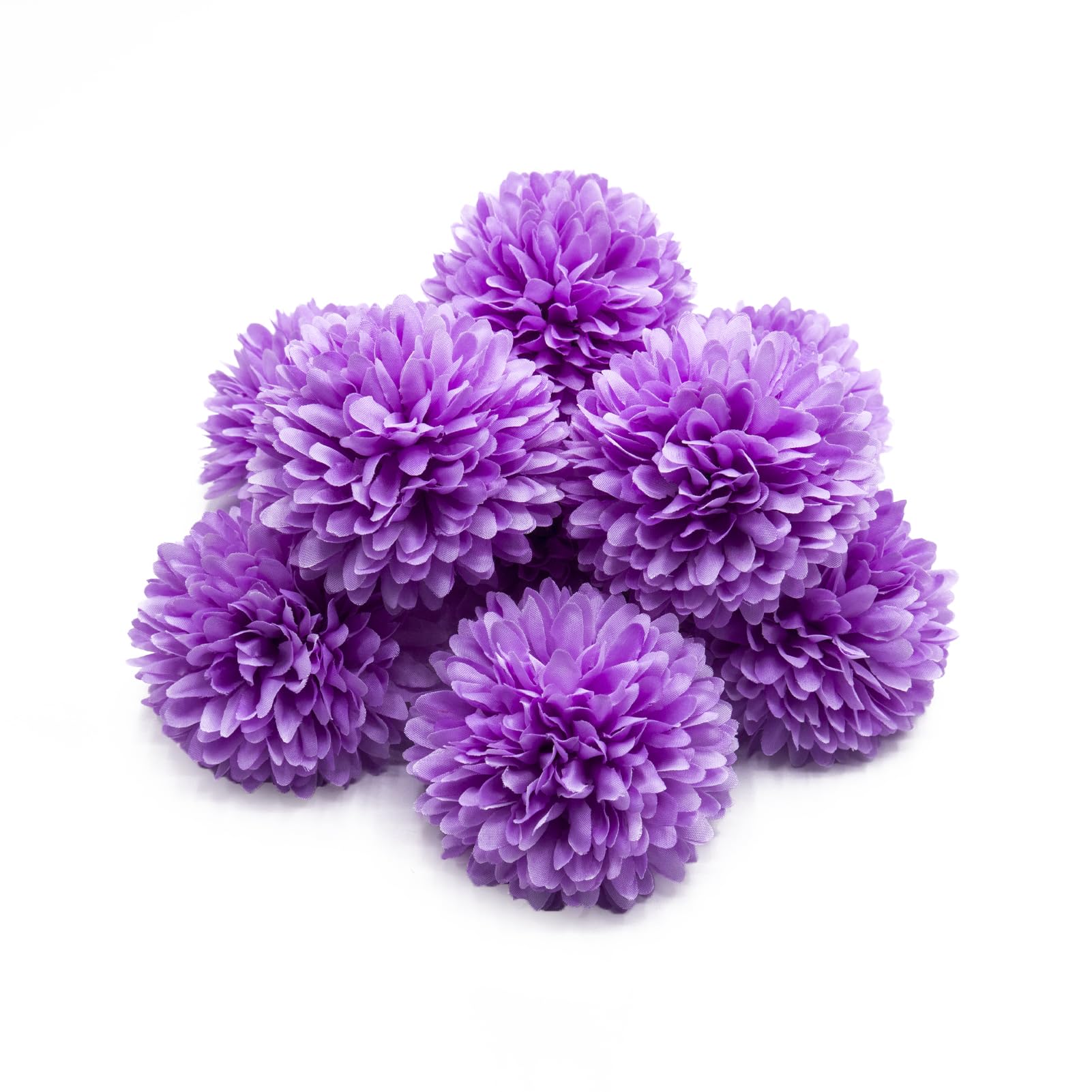 10 Crisantemi Artificiali A Sfera In Seta - Bouquet Fiori Finti, Testa 6 Cm, Stelo 19 Cm, Per Decorazione Casa, Matrimoni E Feste, Rosa Chiaro - 2