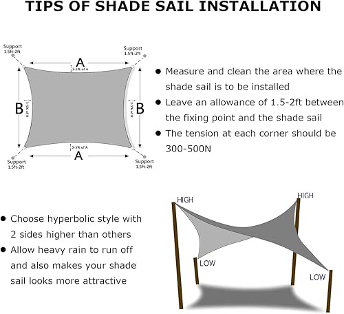 Miniatura 6 de KANAGAWA Toldo parasol rectangular de 16 x 16 pies, color gris, con bloqueo UV, para patio, jardín, actividades al aire libre