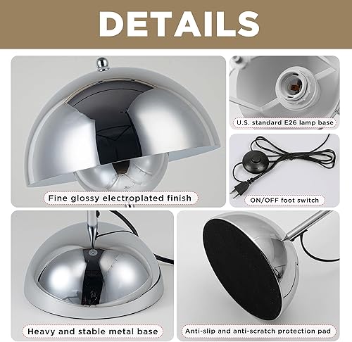 Miniatura 6 de COSYLUX Lámpara de pie moderna para sala de estar, lámpara de pie alta industrial para dormitorio, pantalla de metal reflectante, lámpara de pie de