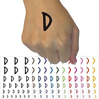 Letter D Uppercase Felt Marker Font Temporary Tattoo Water Resistant Fake Body Art Set Collection - Yellow (One Sheet)