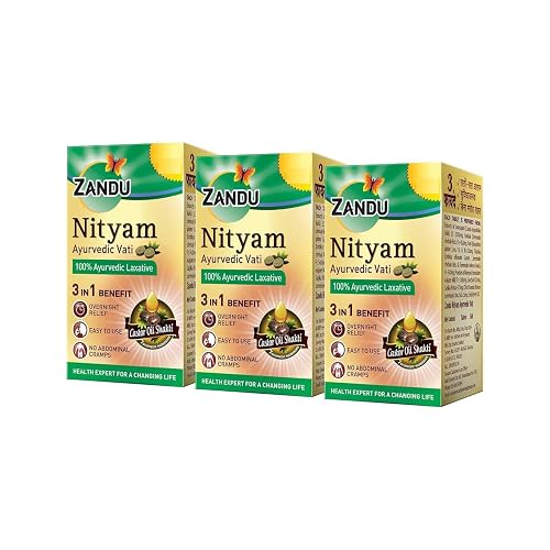 Zandu Nityam 30 Tablets Pack of 3 | Ayurvedic Laxative | Overnight relief from constipation | Relief from Gas, Acidity & Bloating | No Stomach Cramps