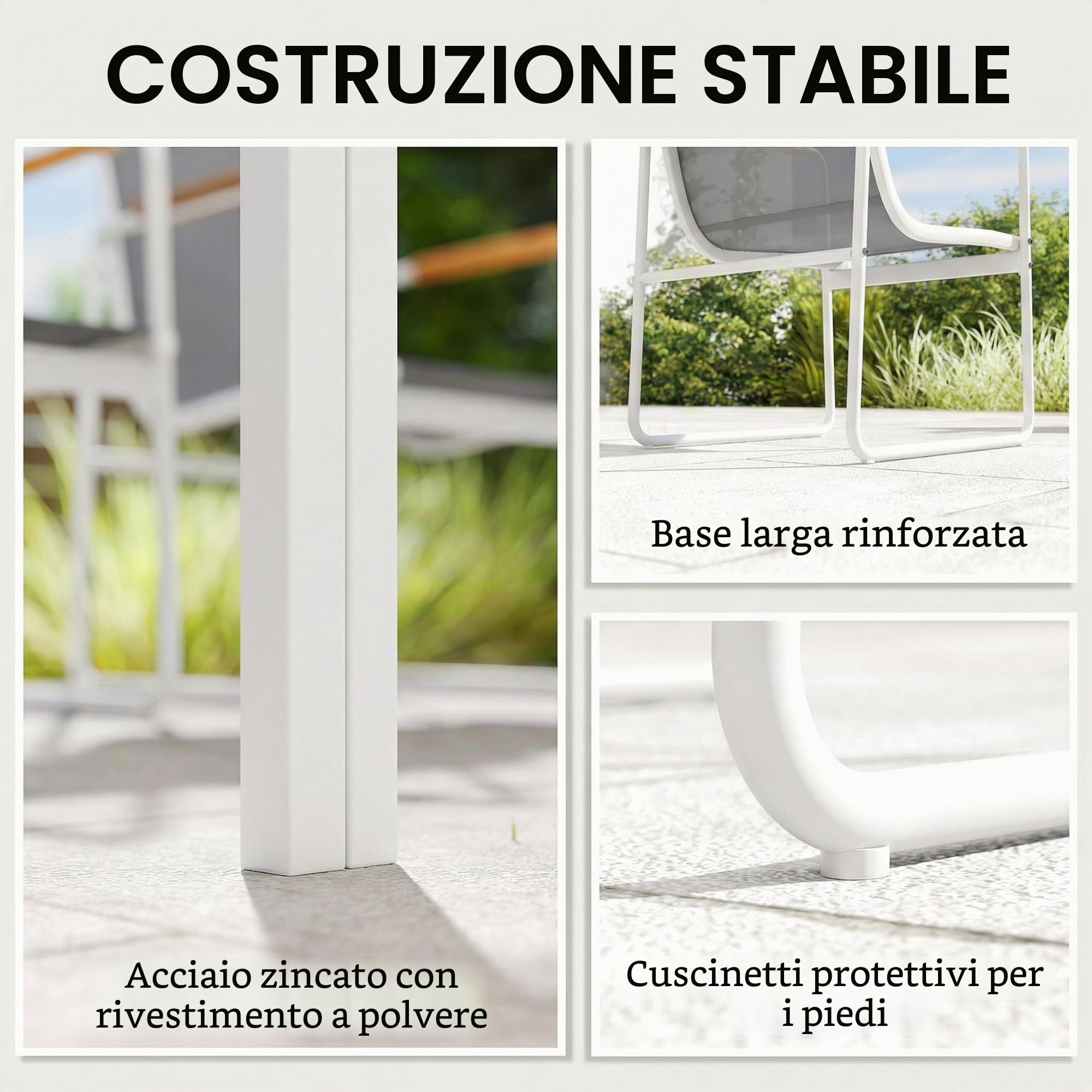 Outsunny Set da giardino composto da tavolo e sedie, 7 pezzi, mobili da giardino per esterni con tavolo in vetro temperato, 6 sedie decorative traspiranti, struttura in acciaio resistente alle