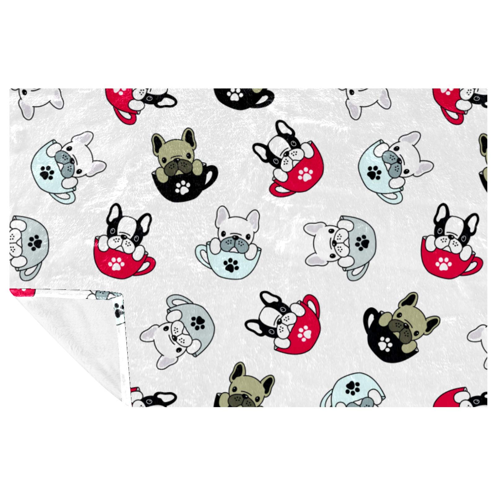 Couverture lit et canapé tissu premium plaid chaud motif Bulldog rigolo