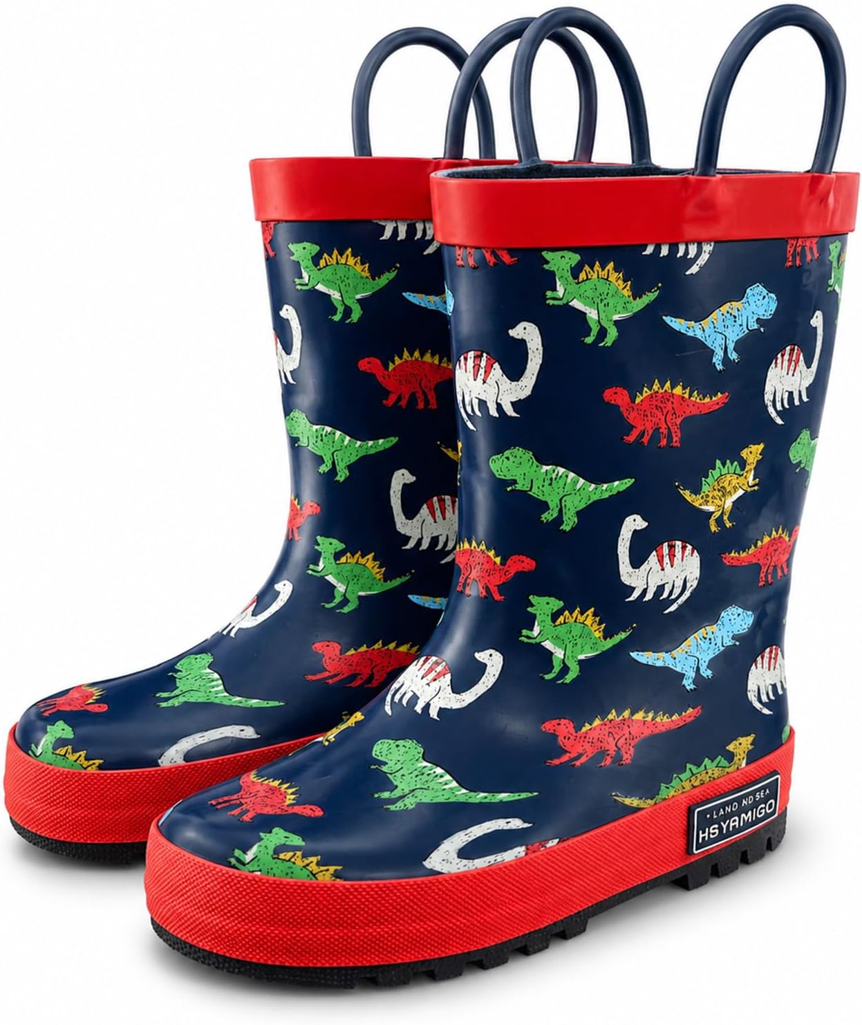 Toddler Rain Boots for Kids Boys & Girls – Waterproof Rubber Boots with Easy-On Handles, Non-Slip Cartoon Outdoor Shoes