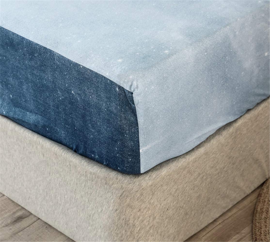 Chickwin Floral Printed Fitted Sheets Bedding Sheets with Deep Pocket 30cm for Single Double King Bed - Microfibre Soft Shrinkage Fade Resistant Easy Care (Starry night,120x200+30cm)