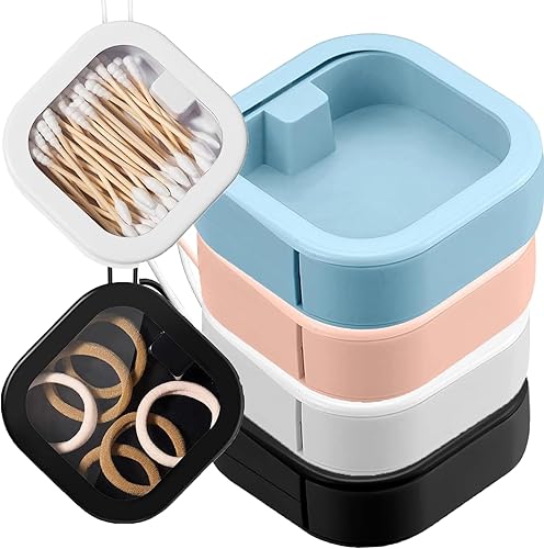 Miniatura 9 de 4 organizadores de cintas para el cabello, soporte portátil de viaje, organizador de almacenamiento de baño, dispensador de hisopos de algodón, caja