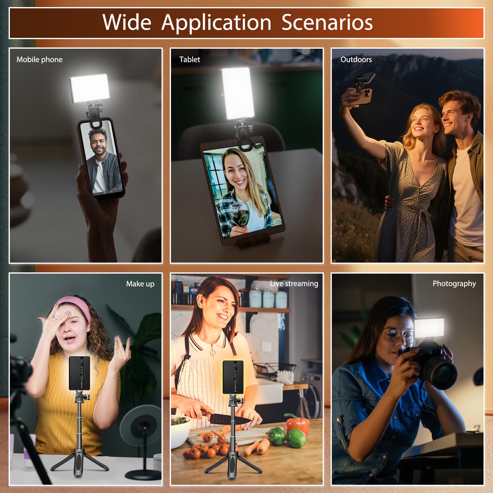 Lampe Vidéo, 120LEDs Lampe à Selfie Portable pour Caméra CRI 95+ 2500-9000K Batterie Rechargeable de 3000mAh, de Caméra Portable pour Vlogging, Photographie, Vidéoconférence