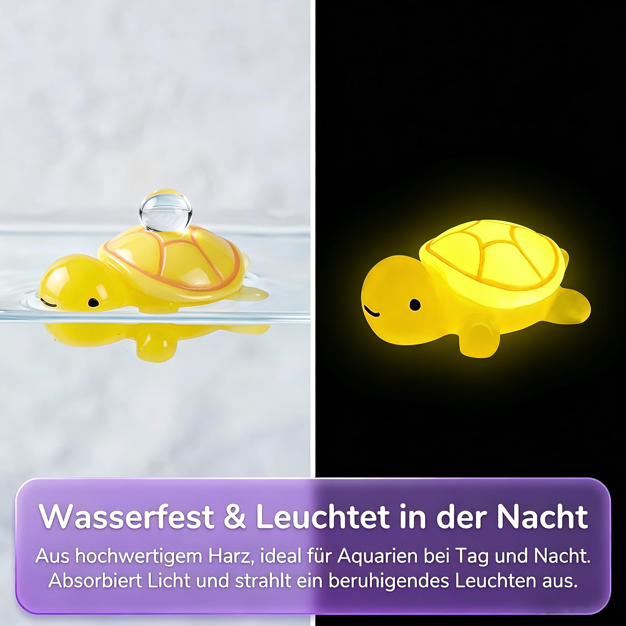 110 Stück Leuchtende Mini Schildkröten Figuren Set, Miniatur Zubehör für Bastel Deko, Schildkröten Deko für Miniteich und Miniaturlandschaft, Kleine Figuren mit Aufbewahrungsbox