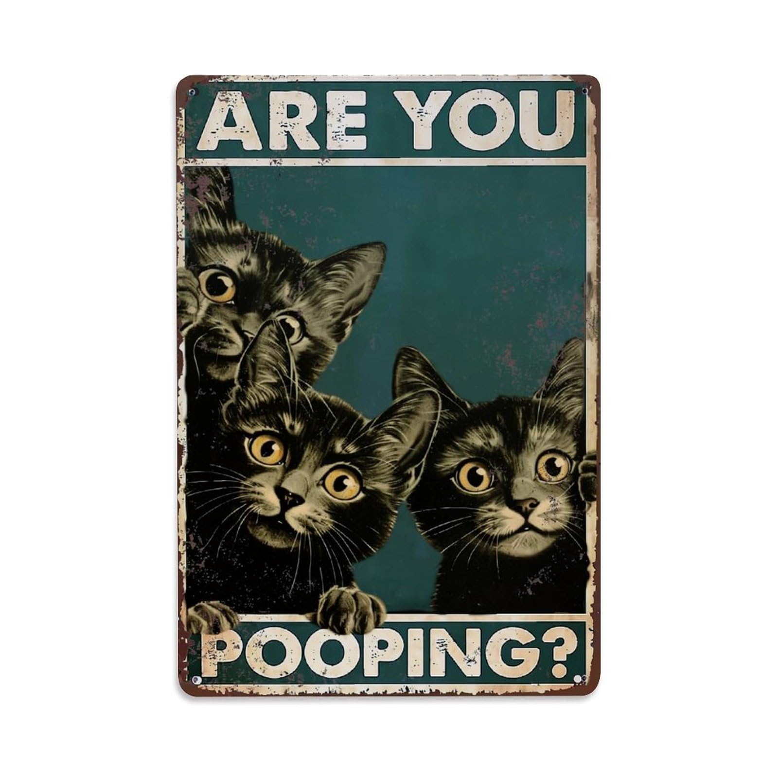 Are You Pooping Cat Poster Retro Metal Tin Sign, Vintage Metal Poster for home, Gaming Room, Studio Workshop,Bar,Garage Wall Art Decor 8x12 Inch