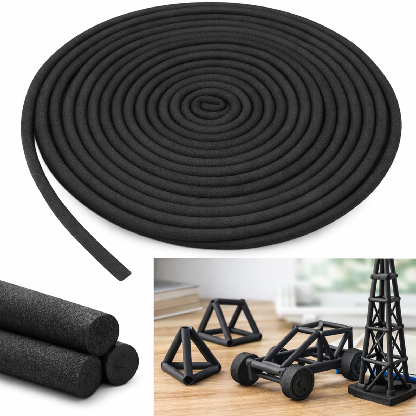Photo 1 of Frienda Foam Noodle 5/8 Inch x 40 Ft Black