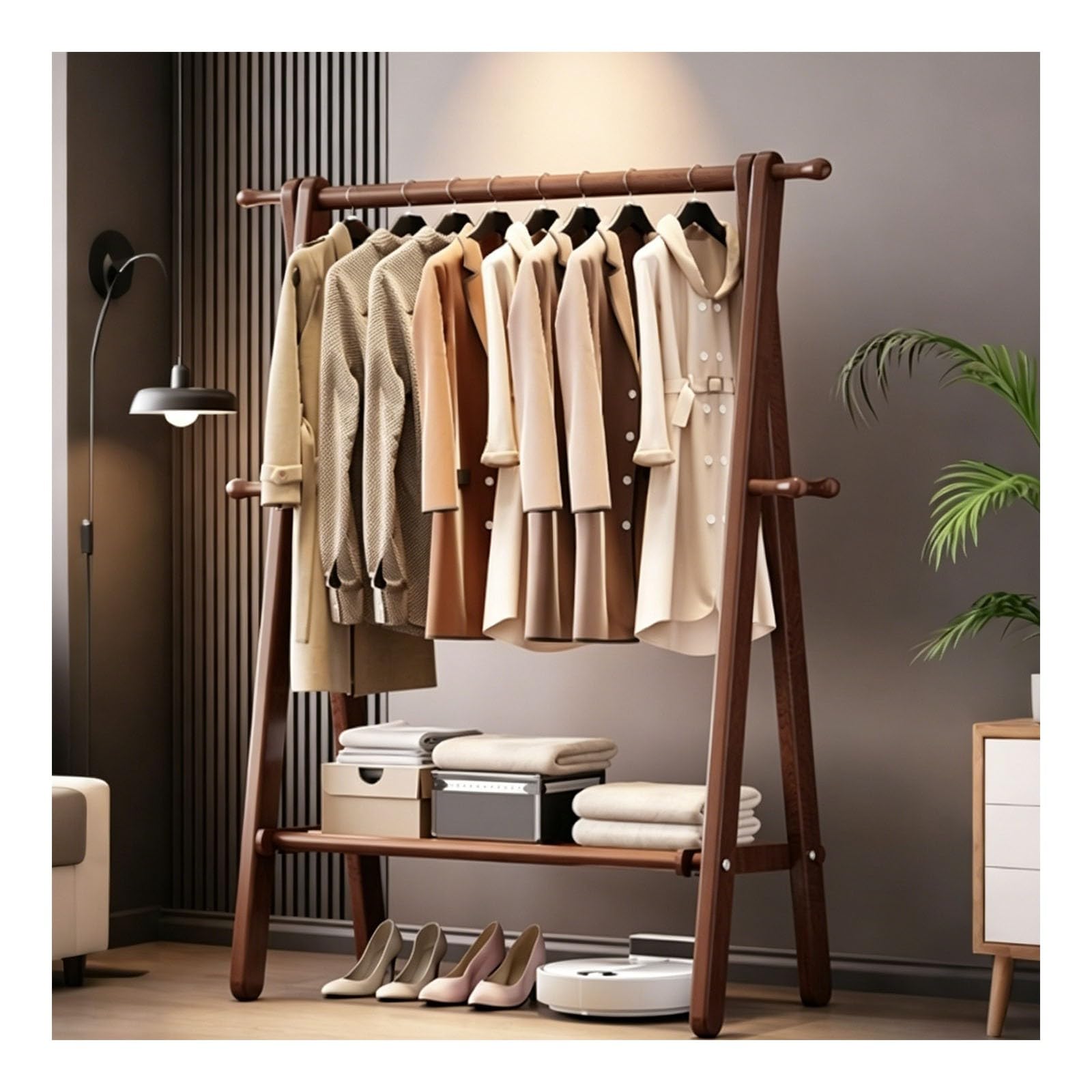 SXDHOCDZ Solid Wood Hangers, Easy to Assemble Hangers, Suitable for Living Room Corners(walnut,120cm)