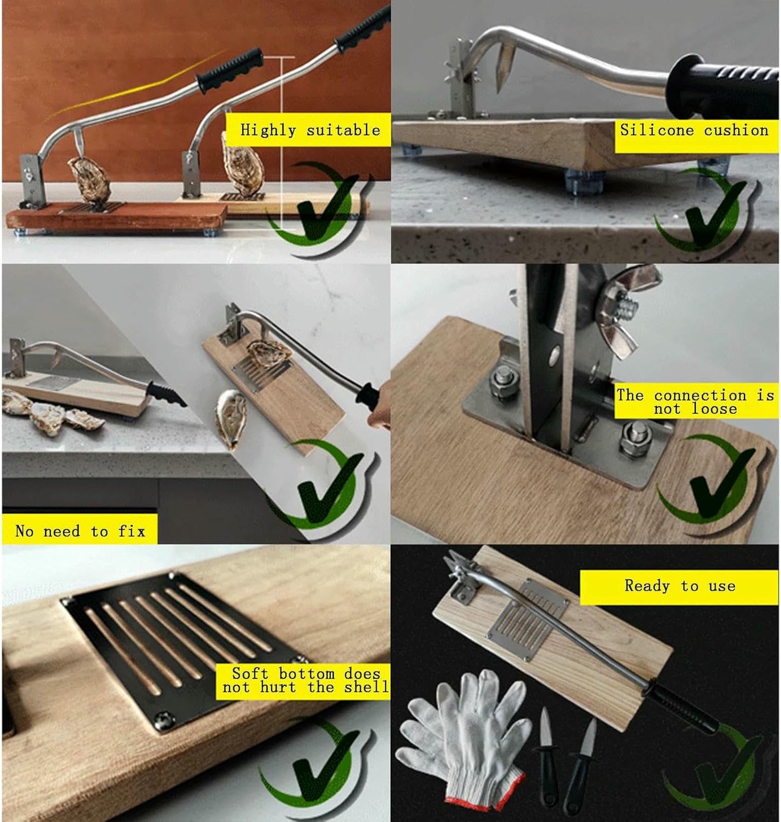 Abridor de ostras, Cuchillo de Acero Inoxidable, sin instalación, Ideal para casa, Restaurante, Hotel y Familia.
