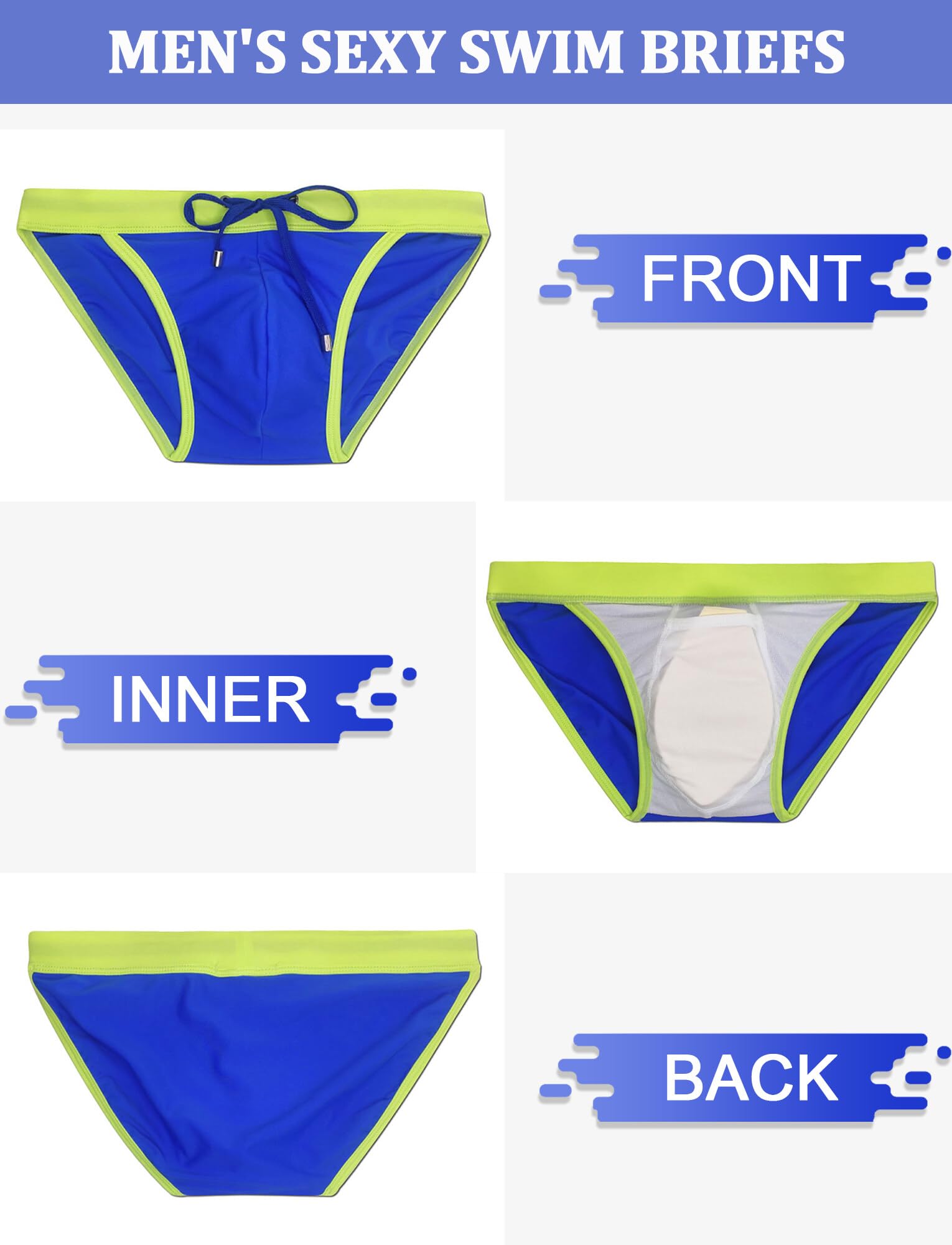 SEAUR Slip de Bain Homme Sexy Push up Bikini Short de Bain avec Rembourrage Amovible Bikini Plage Surf Natation S-XL