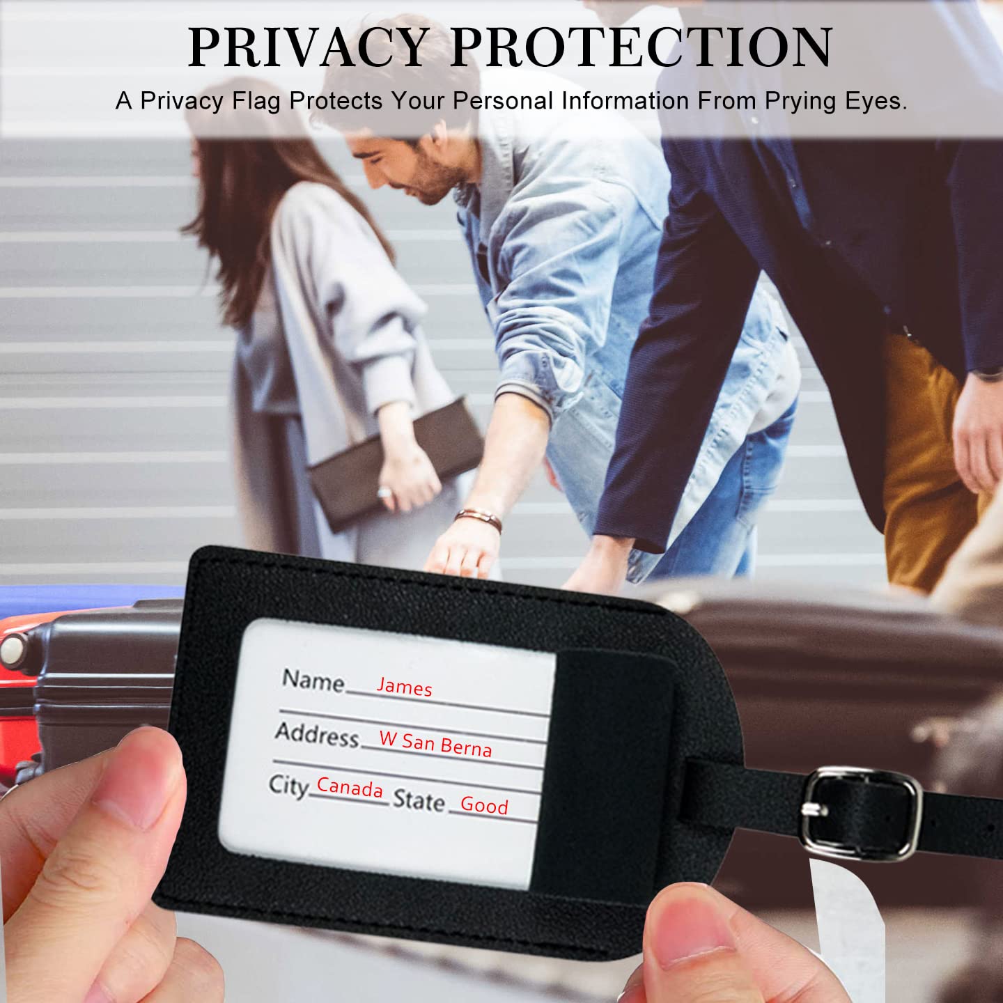 Etichette Bagagli In Pelle PU - 2 Pezzi, Con Custodia Passaporto, Per Viaggi Aereo - Foto 2