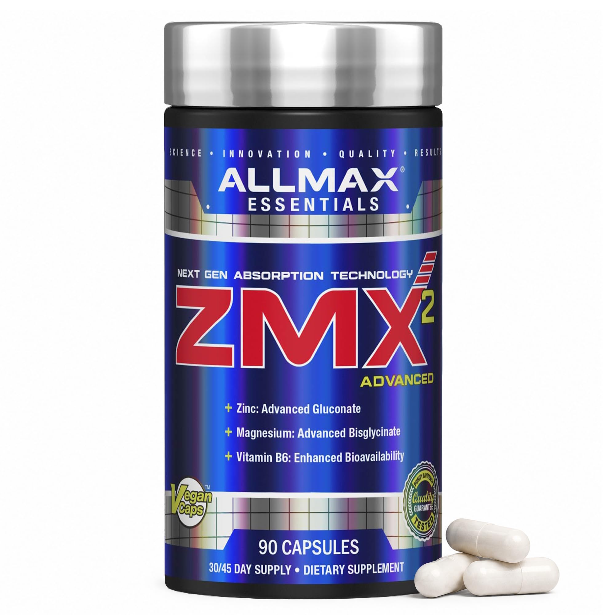 ALLMAX ZMX2 Zinc Magnesium Vitamin B6 Capsules, 90 Count