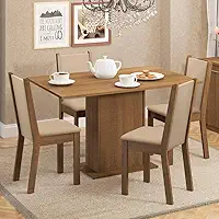 Conjunto Sala de Jantar Madesa Talita Mesa Tampo de Madeira 4 Cadeiras