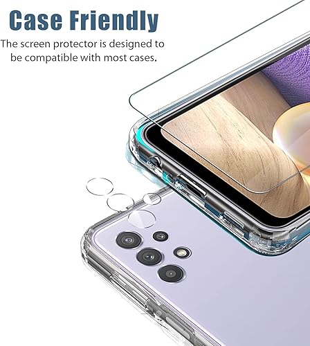 Miniatura 4 de Protector de pantalla de cristal templado para Samsung Galaxy A32 5G (2 paquetes) con 2 paquetes de lentes de cámara Proetctor y (1 paquete)