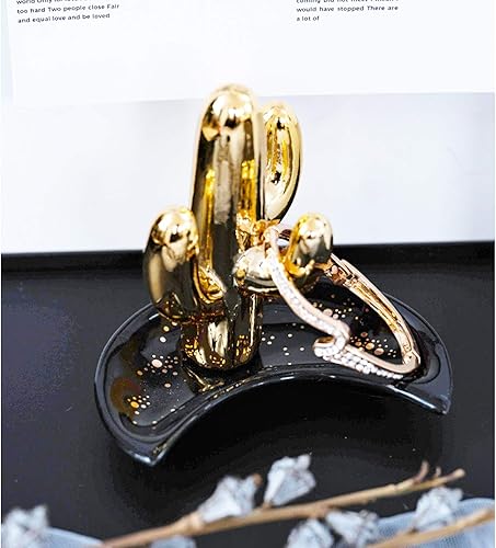 Miniatura 2 de Ardax Organizador de platos de joyería en forma de luna, pequeño plato decorativo, bandeja decorativa para tocador, plato de postre (negro, 1 unidad)