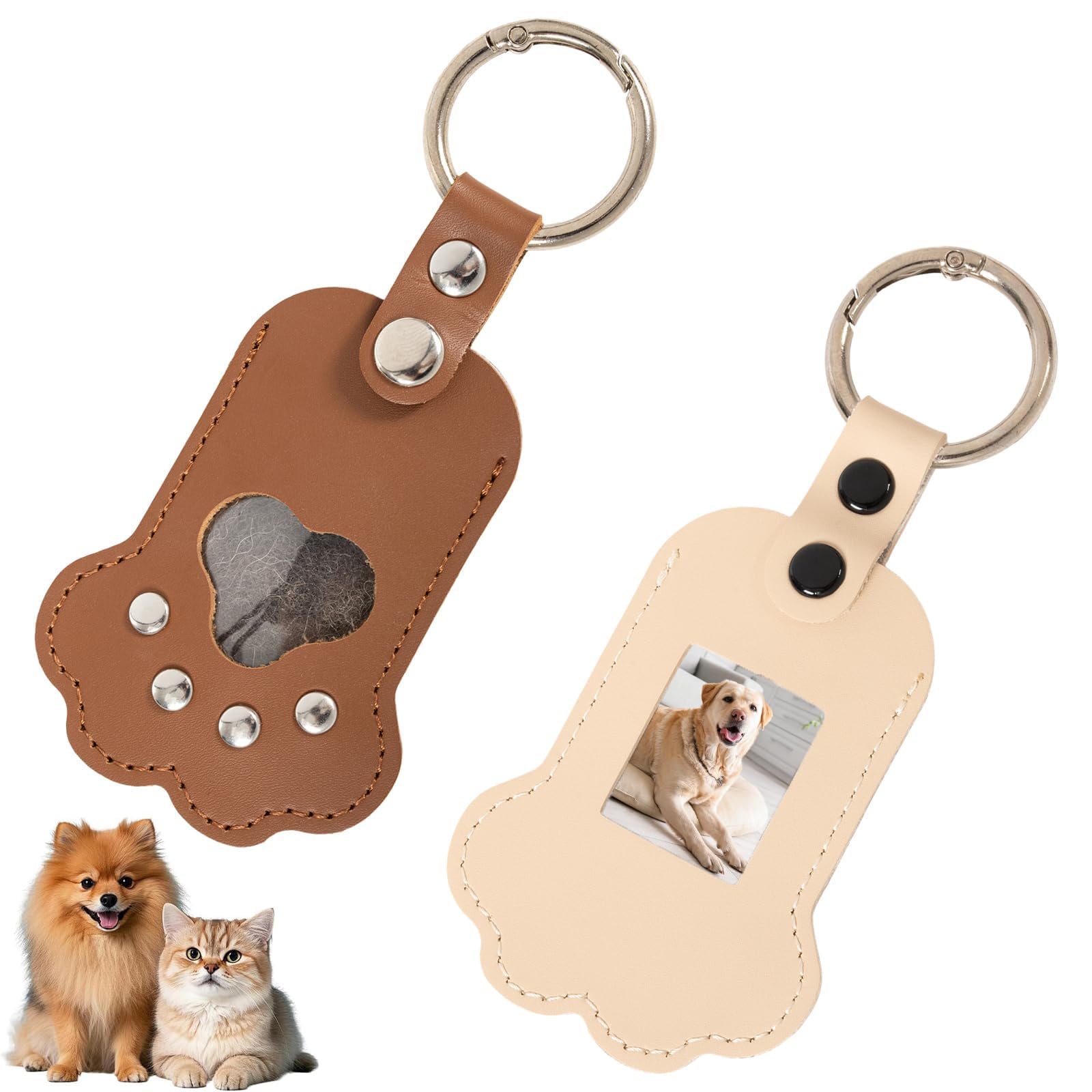 Cat Memorial Gifts, Dog Memorial Gifts, 2 Pack Pet Fur Keepsake with Photo Holder