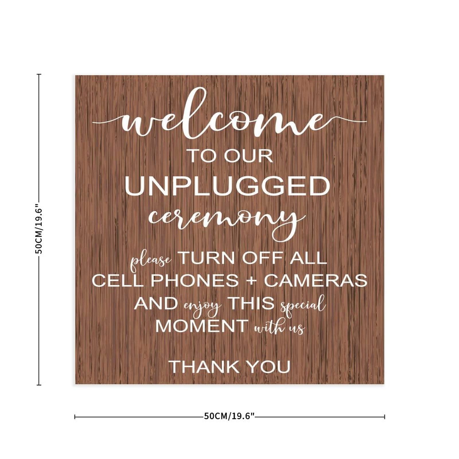 Wedding Welcome Tablet Unplugged Hochzeitsschild Unplugged Ceremony Schild Vertikales Holzschild Rustikale Hochzeitsdekoration 20X20