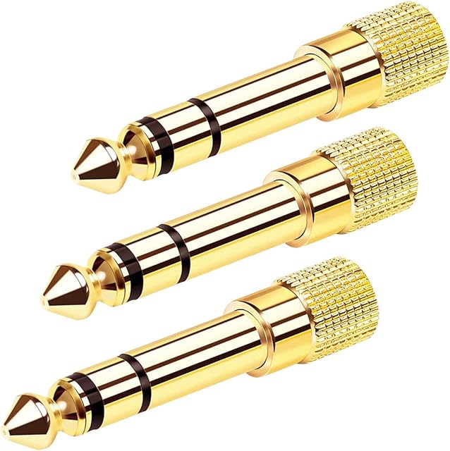 Headphone Jack Adapter, XCOZU 6.35mm 1/4Inch Male to 3.5mm 1/8 Inch Female Jack Headphone Audio Stereo Jack Plug Adaptor Converter Gold Plated-3 Pack