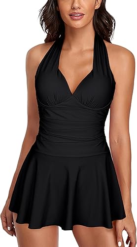 Traje de baño tankini halter para mujer, de dos piezas, con control de abdomen, cuello en V, fluido con pantalones cortos
