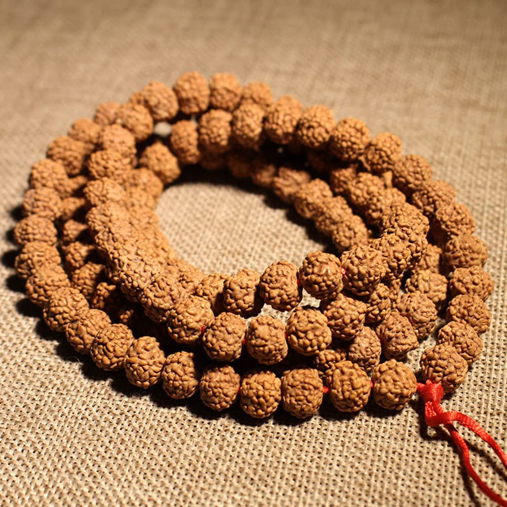 Cuenta de Buda, Collar de meditación, Collar de Cuentas de Rudraksha Mala de 9 mm, Pulsera de Cuentas de oración de Buda 108 para Japa, meditación