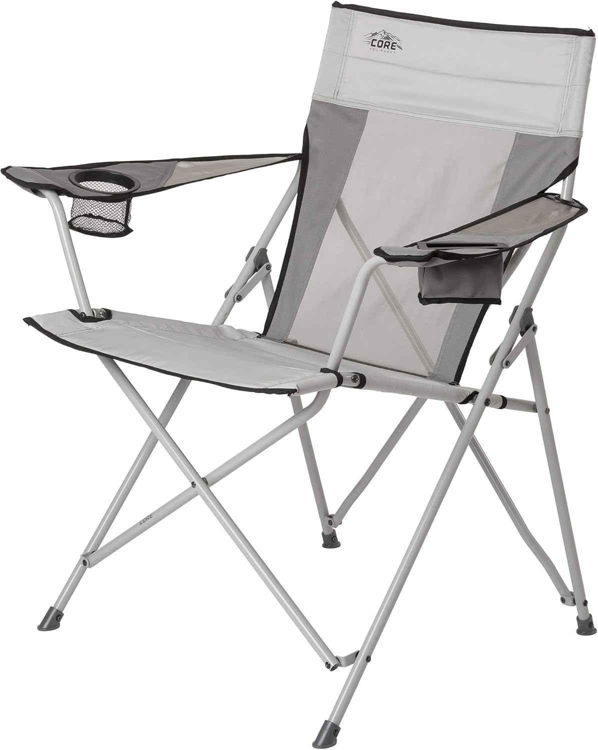CORE Extra Large Tension Chair | Foldable Chair with Cupholders for Indoor Home or Outdoor Camping | Perfect for Concert Seat, Sports, Beach, Travel & Picnic