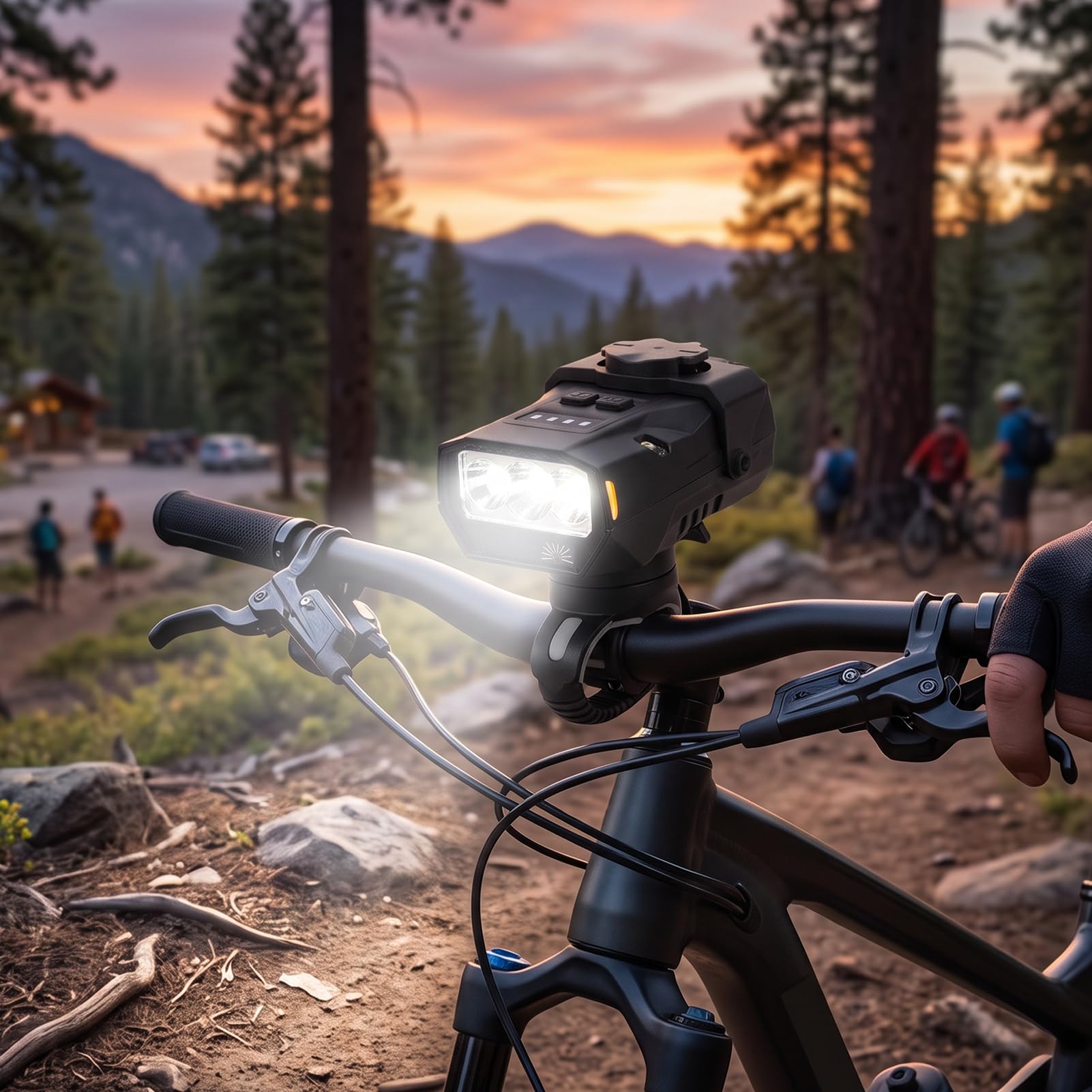 Luz de Bicicleta Recargable de Haz Ancho 2800 MAh con Control