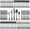 Black Cutlery Set for 12 People, 60 Piece Stainless Steel Flatware Set, Shiny Black Metal Silverware Including Fork, Knife and Spoon, Dishwasher Safe