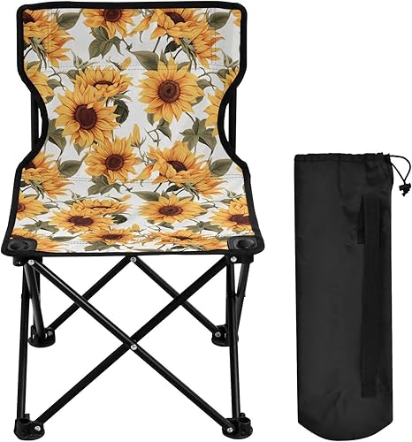 Sillas de camping plegables al aire libre de flor de girasol para adultos silla de camping portátil silla de césped ligera 202a3784