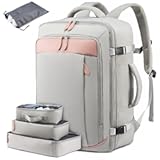 Carry on Backpack&comma; 45L Large Travel Backpack for Women Airline Approved&comma; Expandable Large Suitcase Backpacks With 4 Packing Cubes&comma; Aer Travel Pack 3&comma; Water Resistant Weekender Bag