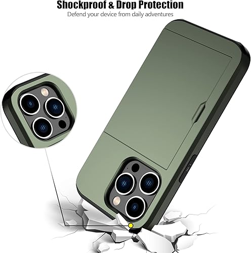 Miniatura 5 de Nvollnoe Funda compatible con iPhone 15 Pro con tarjetero resistente de protección de doble capa a prueba de golpes, ranura para tarjetas oculta,