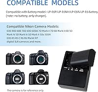 Vista 2 de Cargador LP-E6 para LC-E6 LC-E6E LC-E6N LP-E6NH Batería Compatible con Canon EOS R5 R6 6D 7D 5D 5DS 5DS R 60D 60DA 70D 80D 5D Mark III 90D Mark II