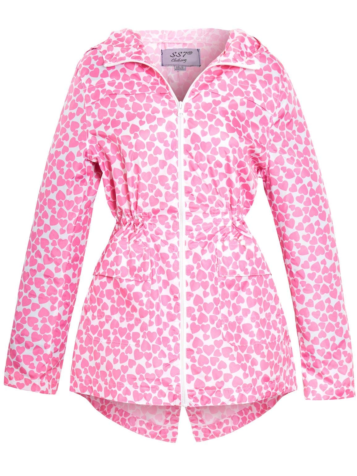 Ss7 Girls Pink Showerproof Raincoat With Hearts