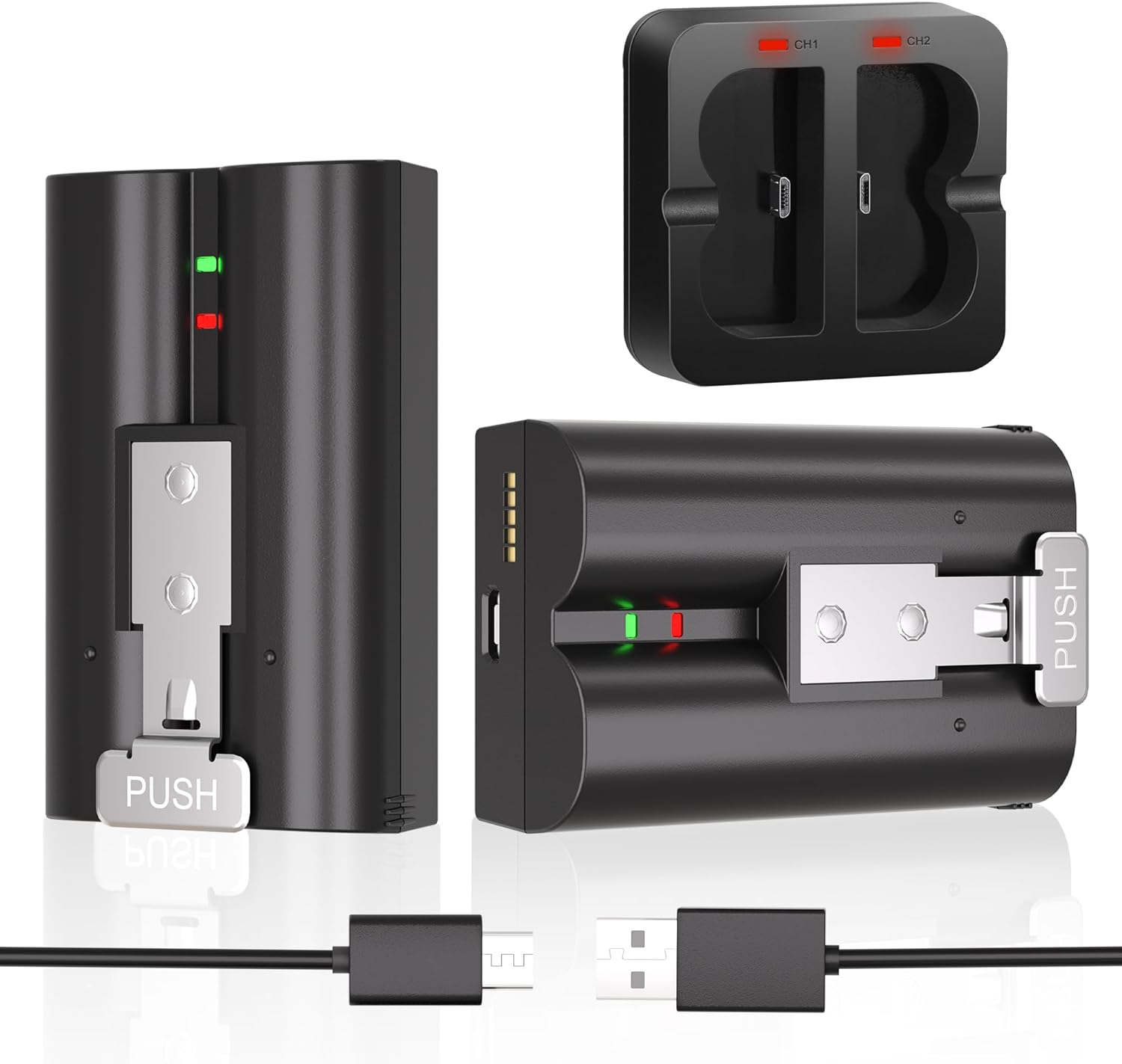 KUNLUN 2-Pack 7200mAh Replacement Battery with Charger Station for Ring Video Doorbell Camera 2/3/3 Plus/4, Spotlight Cam, Stick Up Cam,Rechargeable Upgraded Batteries 3.65V