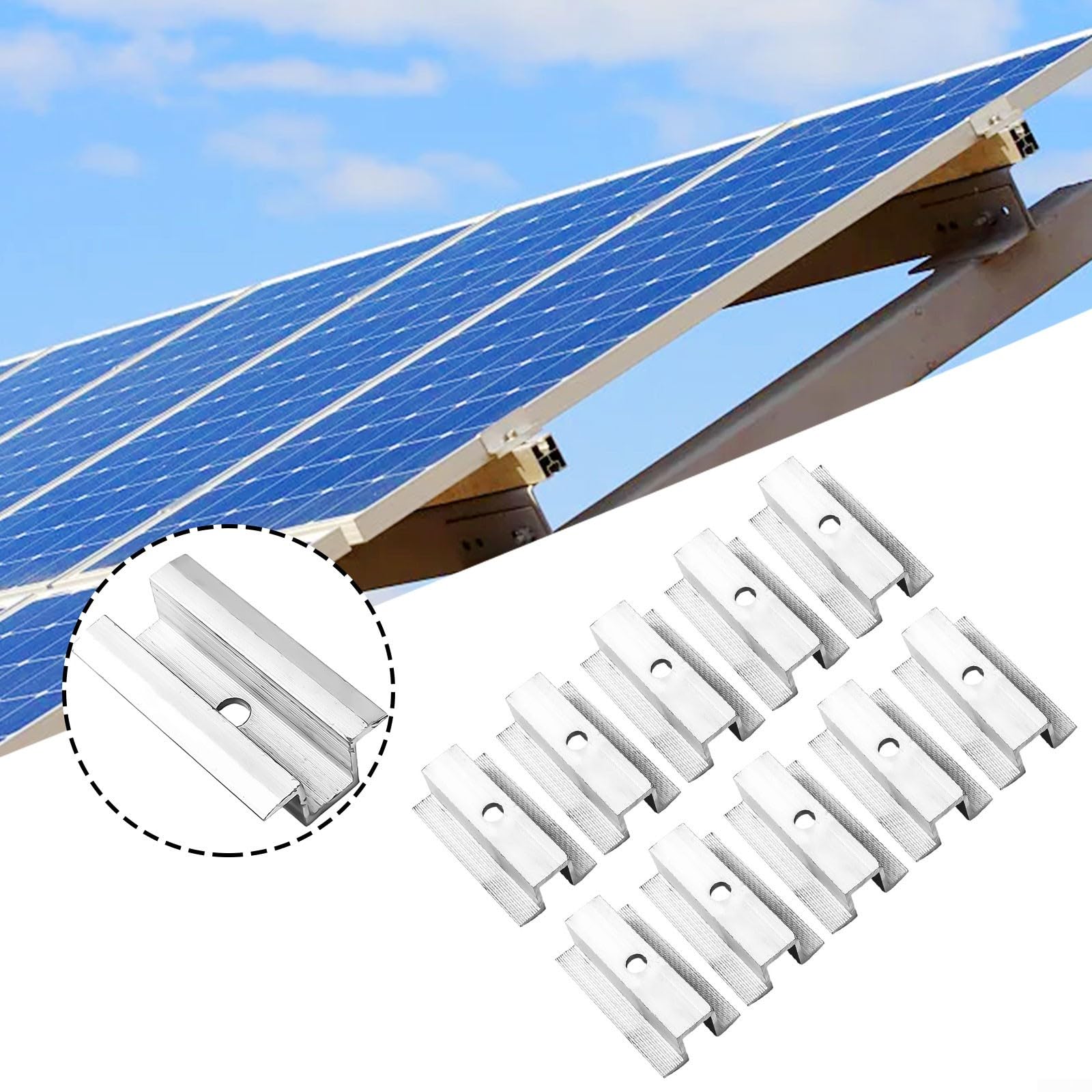 Set mit 10 Mittelklemmen aus Aluminiumlegierung, einfache und sichere Montage (80 mm)
