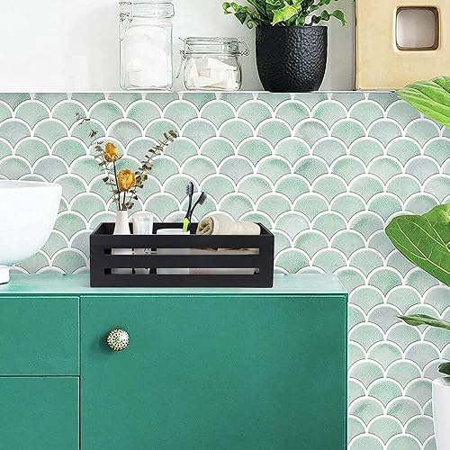 Miniatura 8 de LotFancy Caja de decoración de baño, paquete de 2 soportes de madera para papel higiénico, cesta negra para tanque de inodoro, cesta de