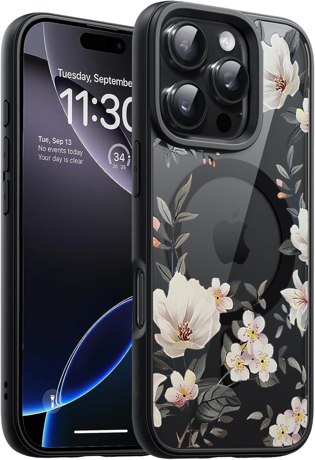 VONZEE Compatible with iPhone 16 Pro Max Case Luxury Retro Flowers Floral Clear for Magnetic Wireless Charging Case Shockproof Case PC+TPU Cute Glossy Shiny Cover for Girls Women, 6.9” Black VONZEE Compatible with iPhone 16 Pro Max Case Luxury Retro Flowers Floral Clear for Magnetic Wireless Charging Case Shockproof Case PC+TPU Cute Glossy Shiny Cover for Girls Women, 6.9” Black
