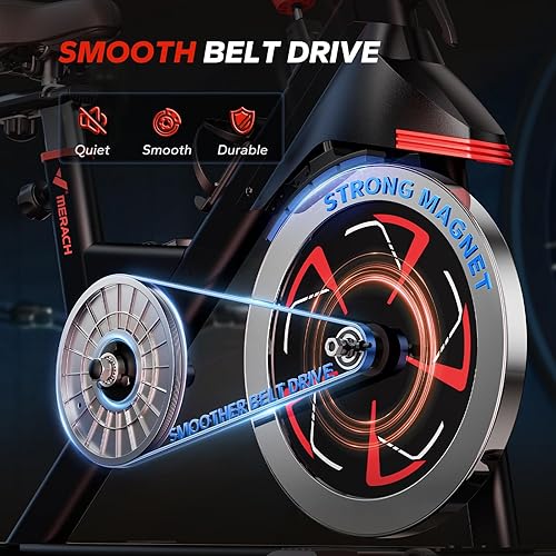 Miniatura 4 de MERACH Bicicleta estática magnética, bicicleta de ciclismo de interior con aplicación de desarrollo propio, capacidad de peso de 350 libras y