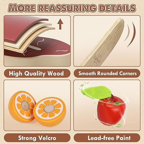 Miniatura 6 de Lehoo Castle Juegos de comida de madera para jugar, 4 grupos de alimentos, juguetes de clasificación para niños pequeños de 3 a 5 años, juego de