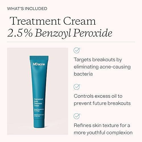 Miniatura 5 de MDacne Kit de Tratamiento Facial para Acné en 3 Pasos, Crema de Peróxido de Benzoilo 2.5%, Limpiador de Ácido Salicílico, Hidratante de Niacinamida