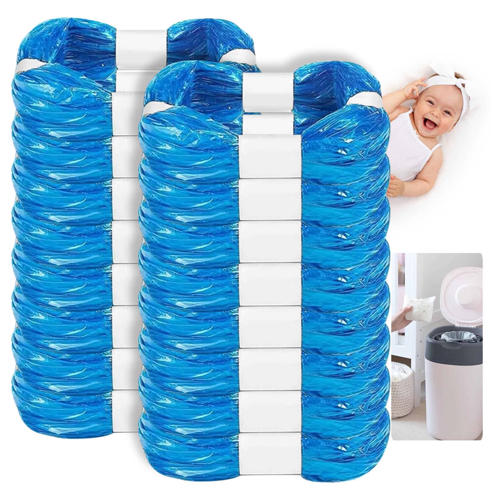 16 Piezas Recambios para Contenedor de Pañales, Compatibles con Tommee Tippee y Angelcare, Bolsas de Papelera para Bebé con Aroma a Limón, Casete para Twist & Click, Litter Locker II