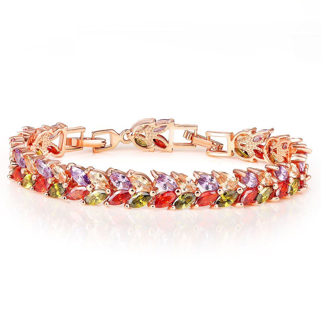 Peora Multicolor 18K Rose Gold Plated AAA Swiss Cubic Zirconia Dazzling Bracelet Jewellery for Women and Girls Engagement (PFCB2025) (B06XTSHVVC) Amazon Price History, Amazon Price Tracker