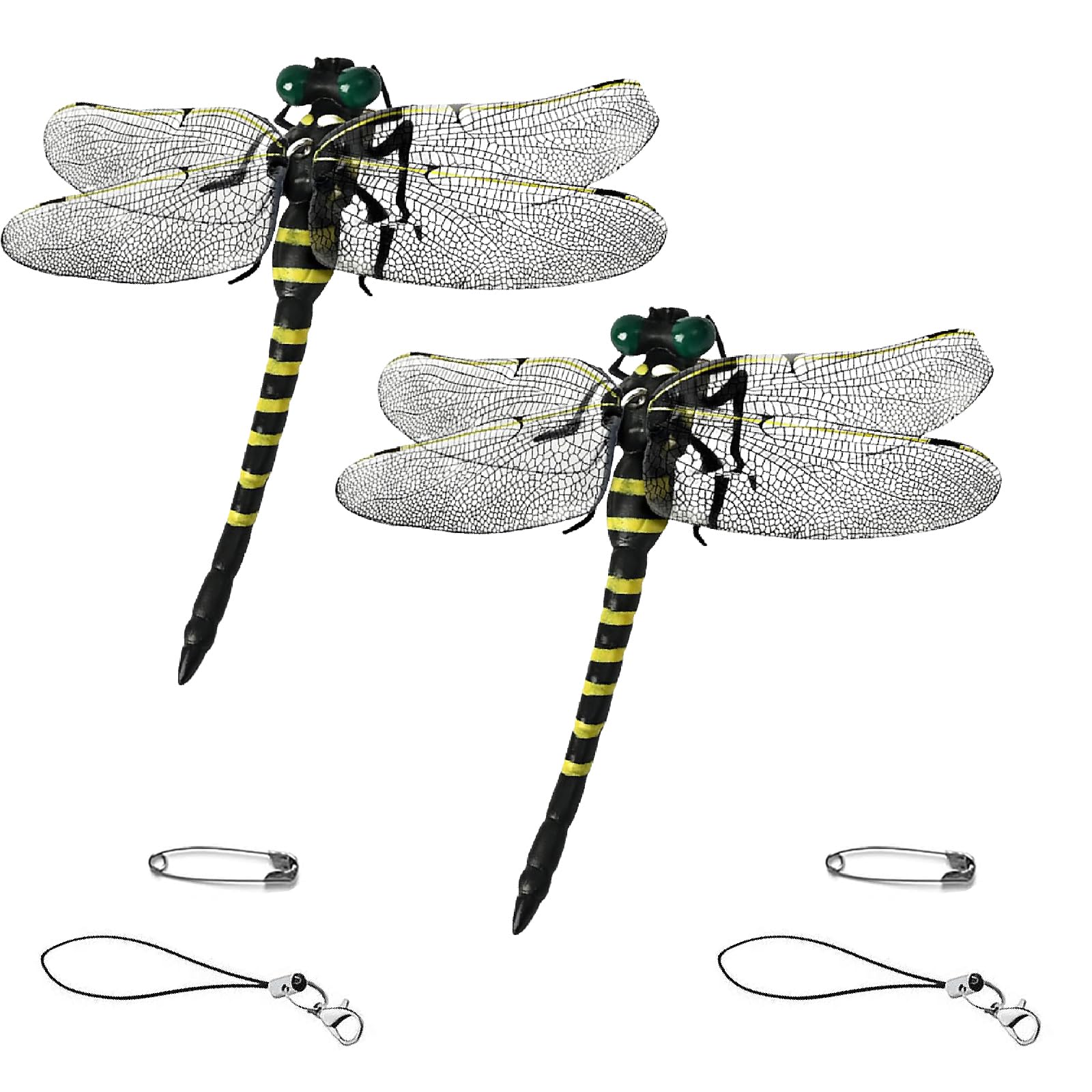 Dragonfly Clip Bug Repellent 4.33x4.72 Realistic PVC Simulated Large Dragon Fly Garden Decoration Model Toys, Dragon Fly Clips for Bugs Repellent (2