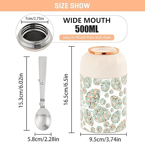 Miniatura 3 de Xmas Teal Green Pine Kids Womens Lunch Insulated Jar with Spoon 17oz500ml Containers With Lids Stainless Steel Vacuum Keep Warm Thermo Container for