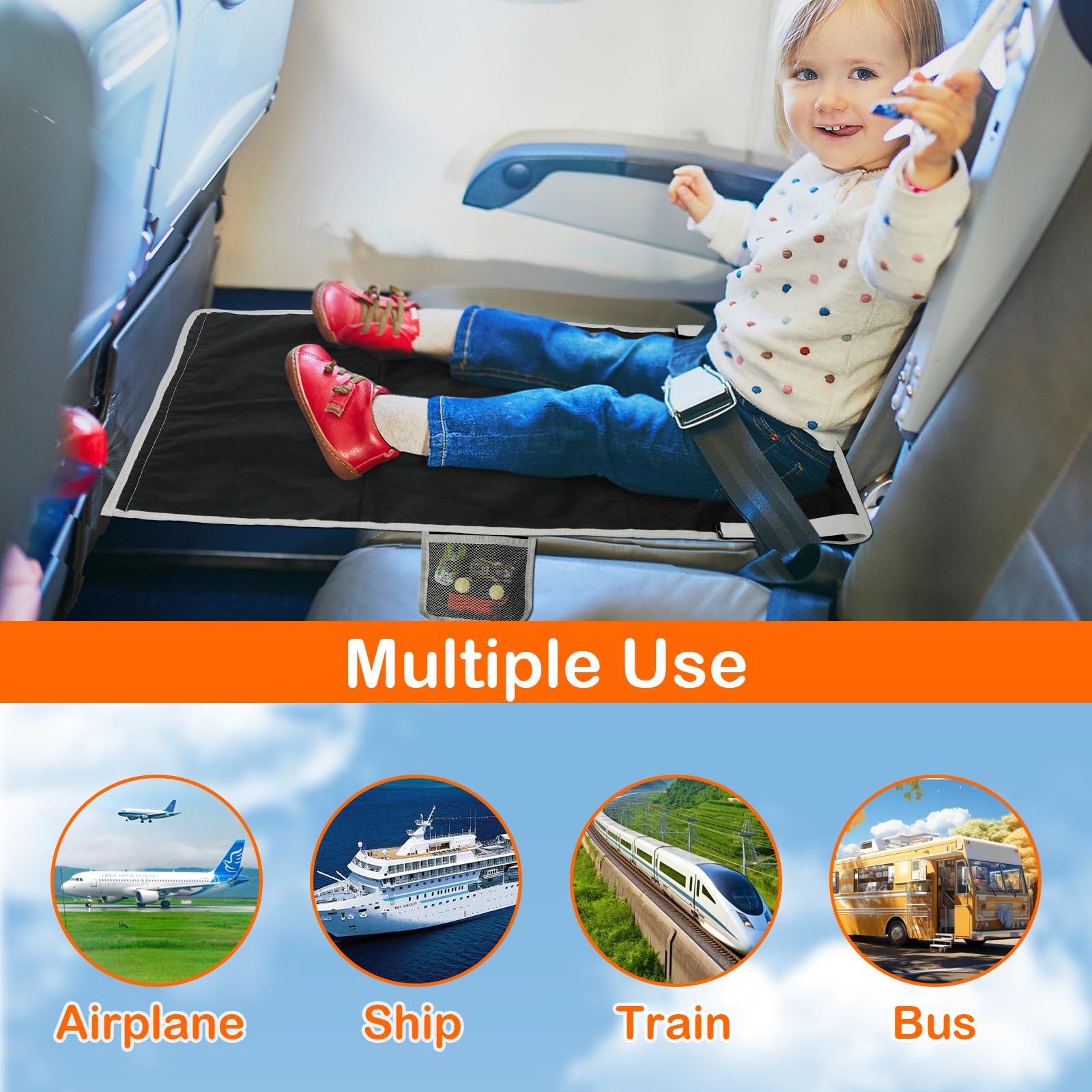 Letto da viaggio per bambini aereo amaca portatile gambe estensione regolabile