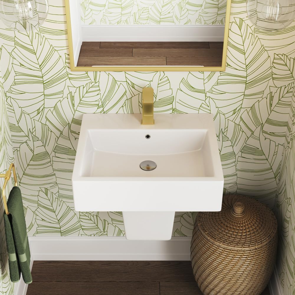 White Ceramic 21" Wall-Mount Bathroom Sink