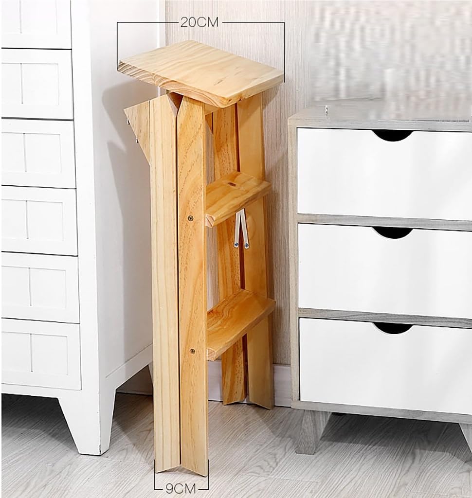 LUNEZY Folding Chair Stairs Multifunction Dual Use Birch Three Colors 3 Steps, 42 * 49 * 63CM (Color : 3#, Size : White)