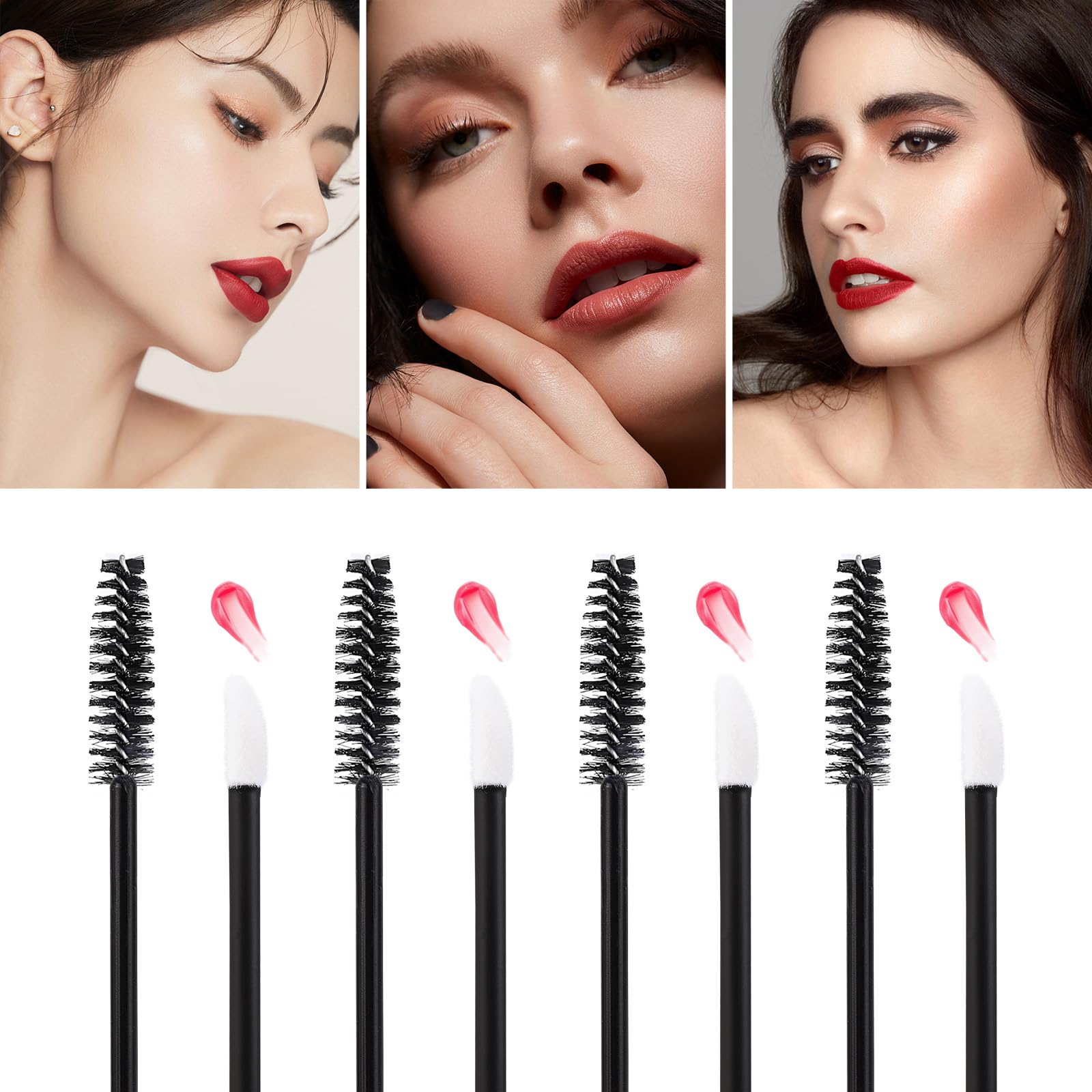 Tbestmax 600 Stück Mascara-Stäbe und Lippenpinsel, schwarze Lippenstiftstäbe, Augenbrauenspulen, Pinsel für Wimpernverlängerungen, Einweg-Make-up-Applikator, Beauty-Werkzeug-Kits